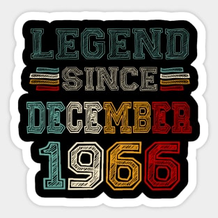 57 Years Old Legend Since December 1966 57th Birthday Sticker